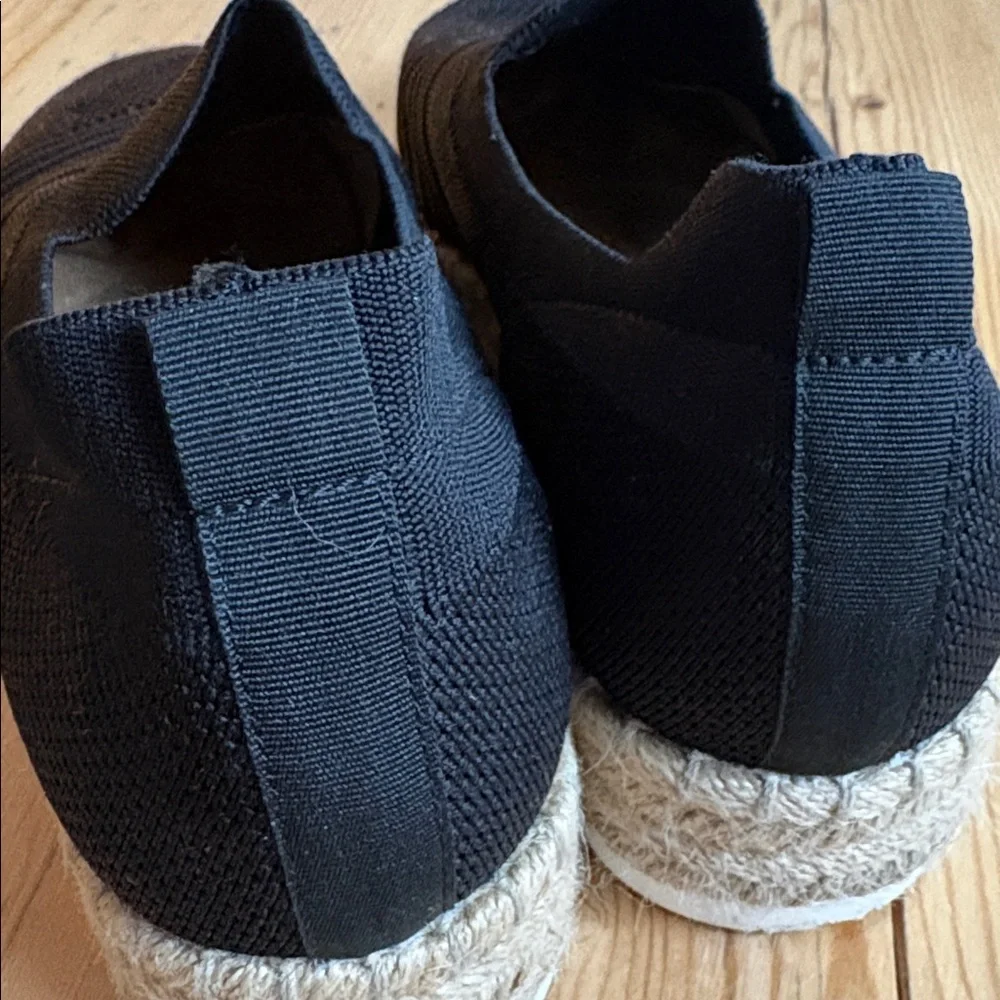 Adrienne Vittadini Niko slip-on sneakers black fabric woven espadrille Size 10